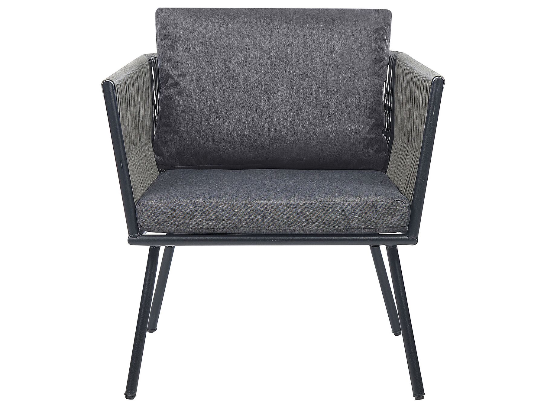 Bistro Set with Cushions GARGANO PE Rattan Grey