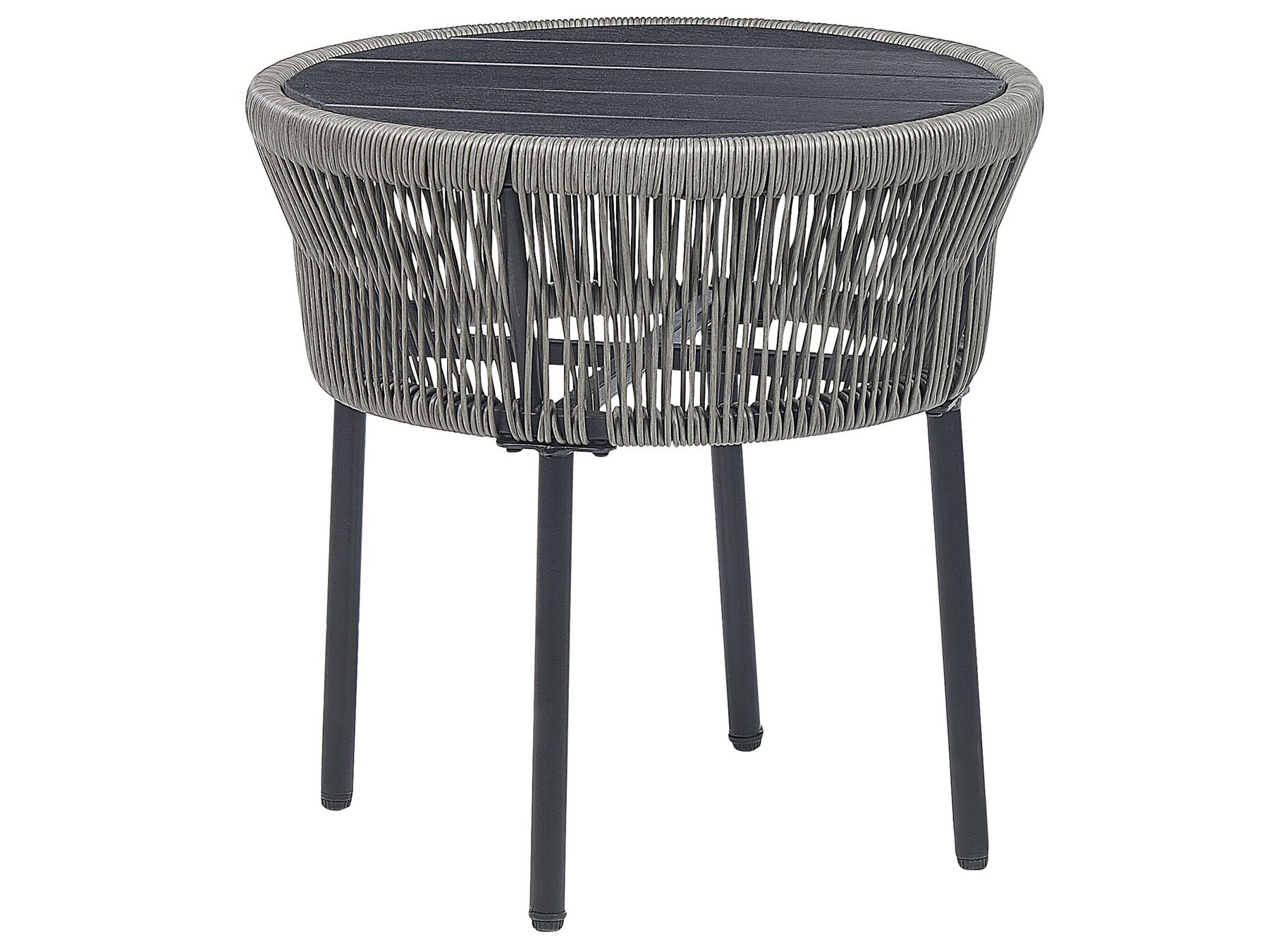 Bistro Set with Cushions GARGANO PE Rattan Grey