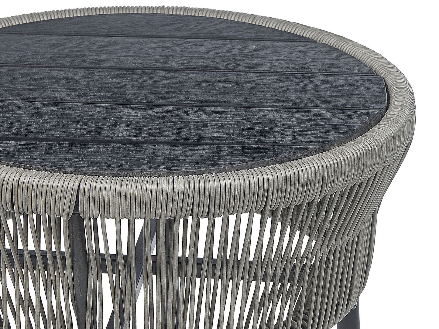 Bistro Set with Cushions GARGANO PE Rattan Grey