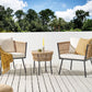 Bistro Set with Cushions Rattan Natural