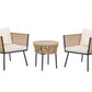 Bistro Set with Cushions Rattan Natural