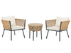 Bistro Set with Cushions Rattan Natural