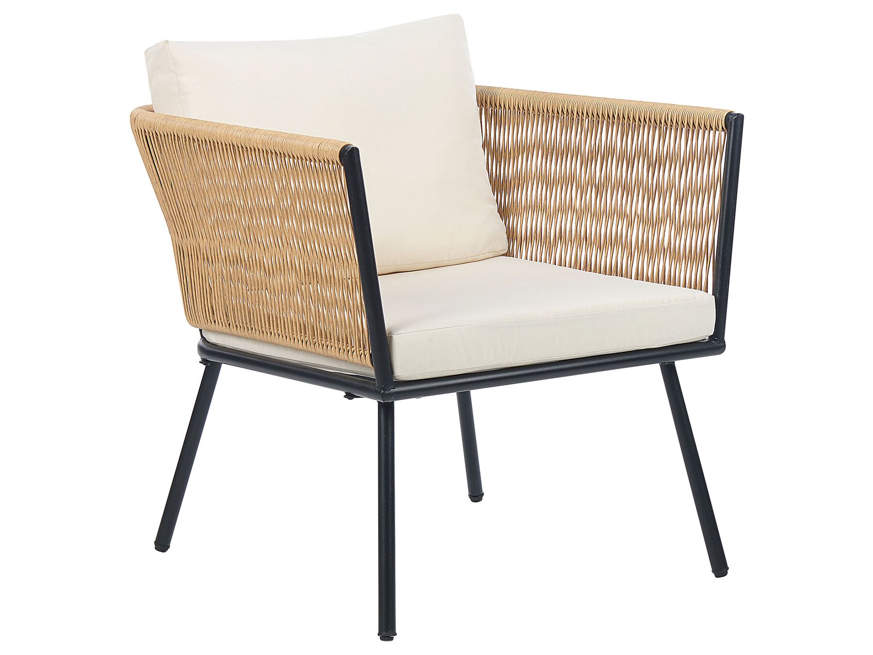 Bistro Set with Cushions Rattan Natural