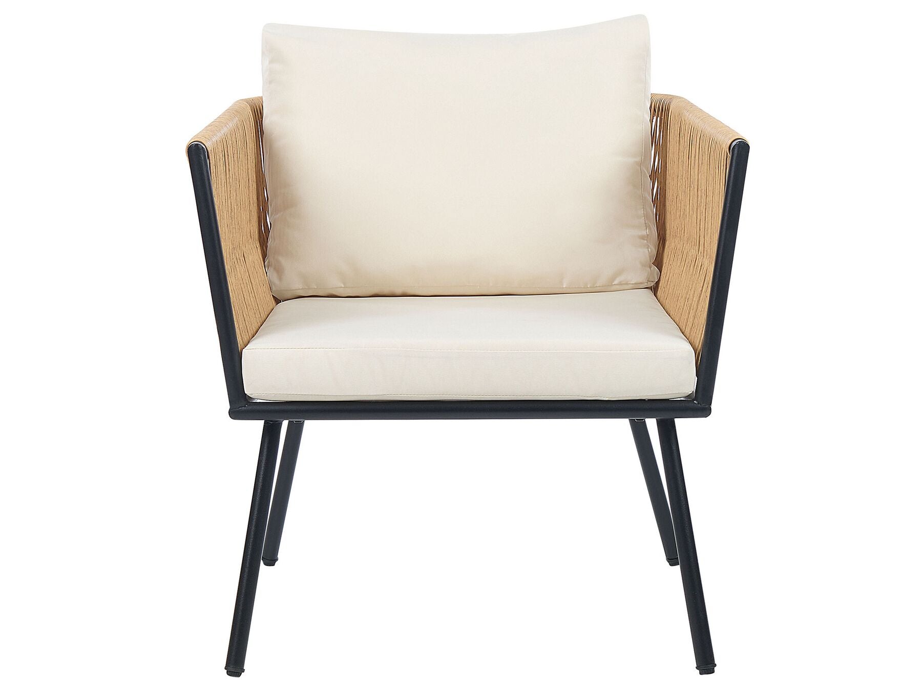 Bistro Set with Cushions Rattan Natural