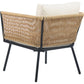 Bistro Set with Cushions Rattan Natural