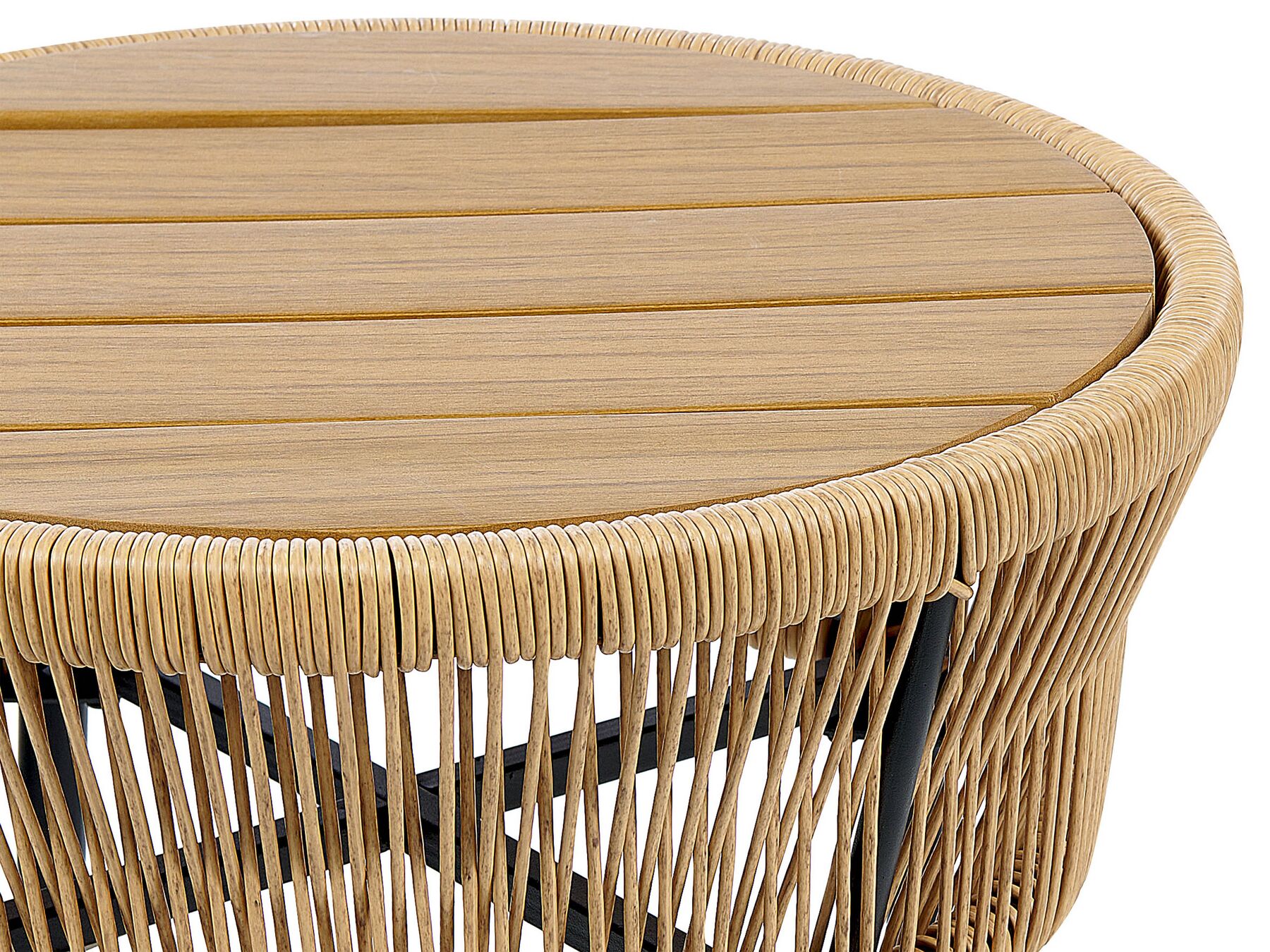 Bistro Set with Cushions Rattan Natural