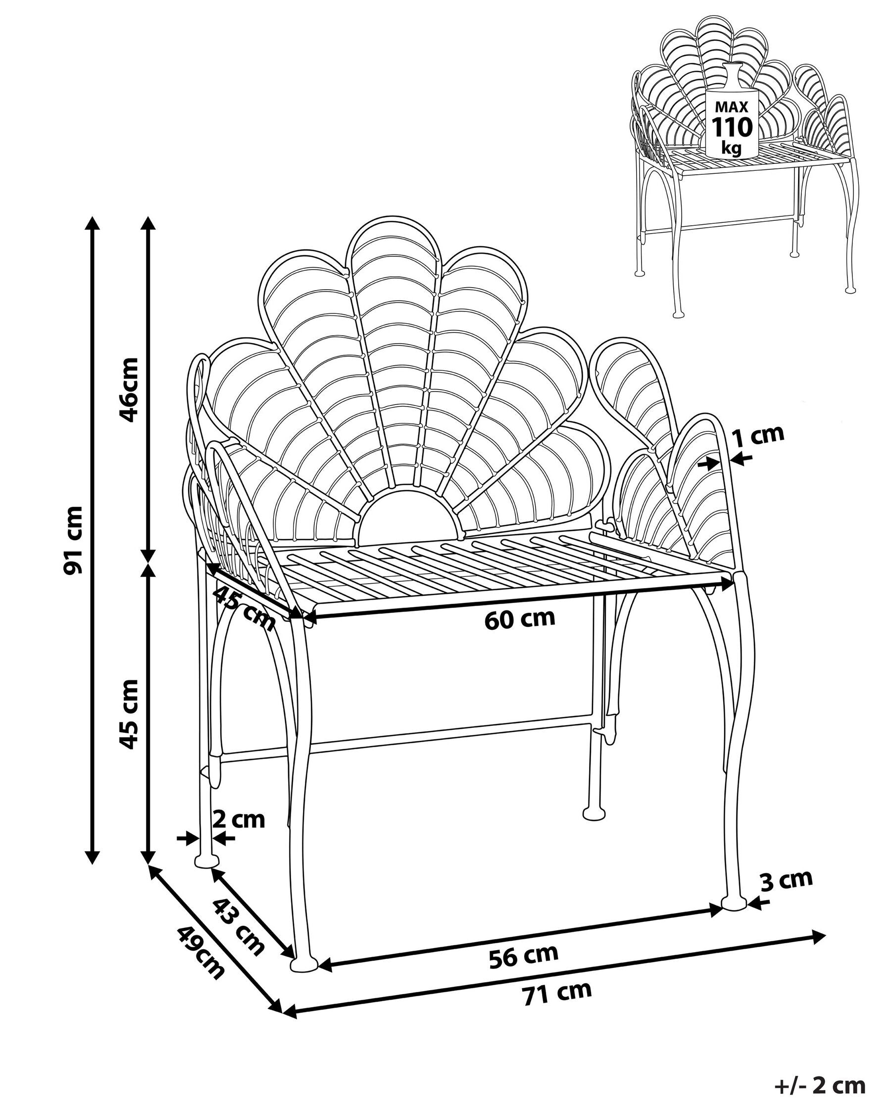 Garden Chair LIGURIA Metal Black