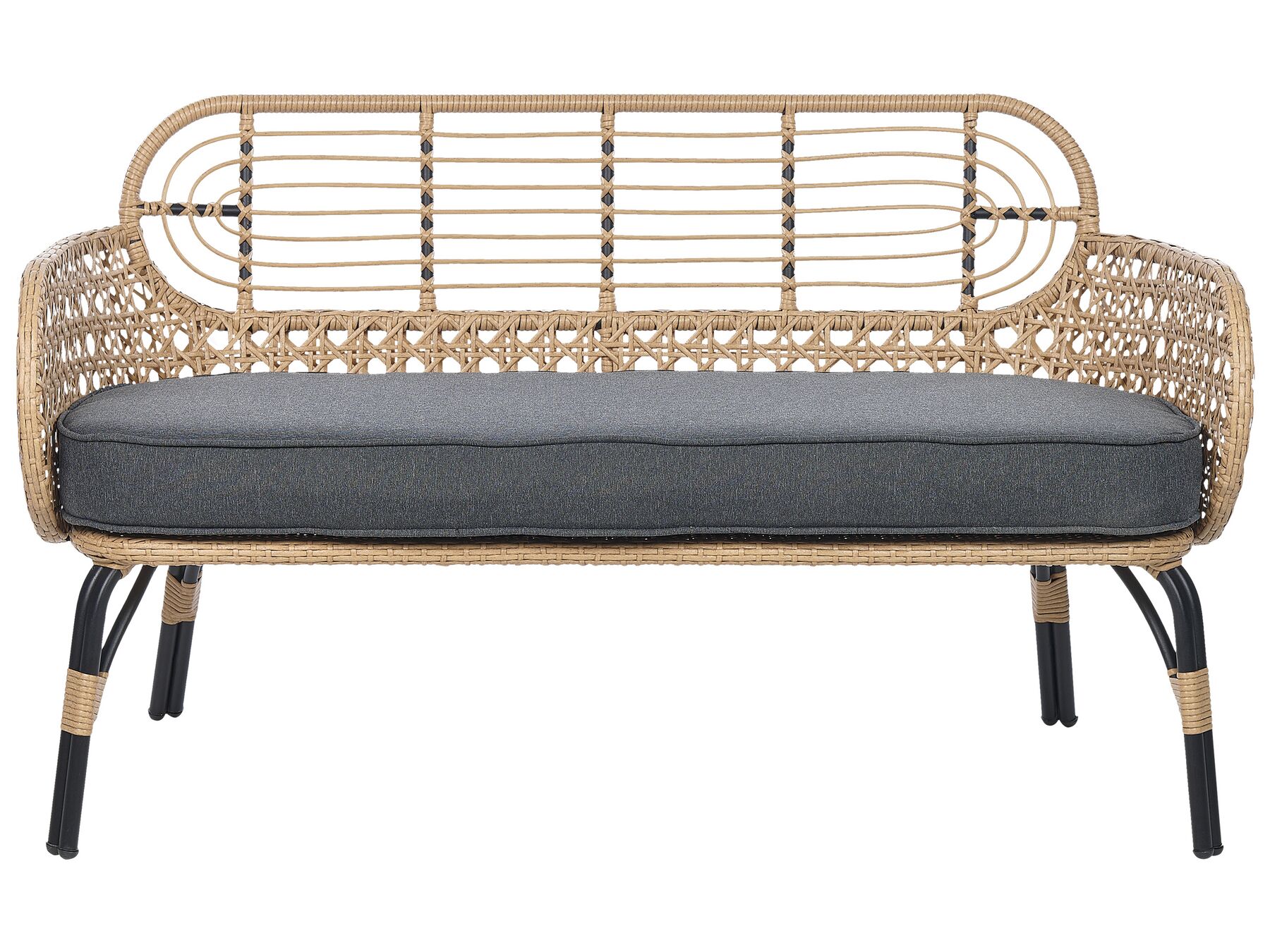 Garden Sofa 2 Seater PRATELLO PE Rattan Natural