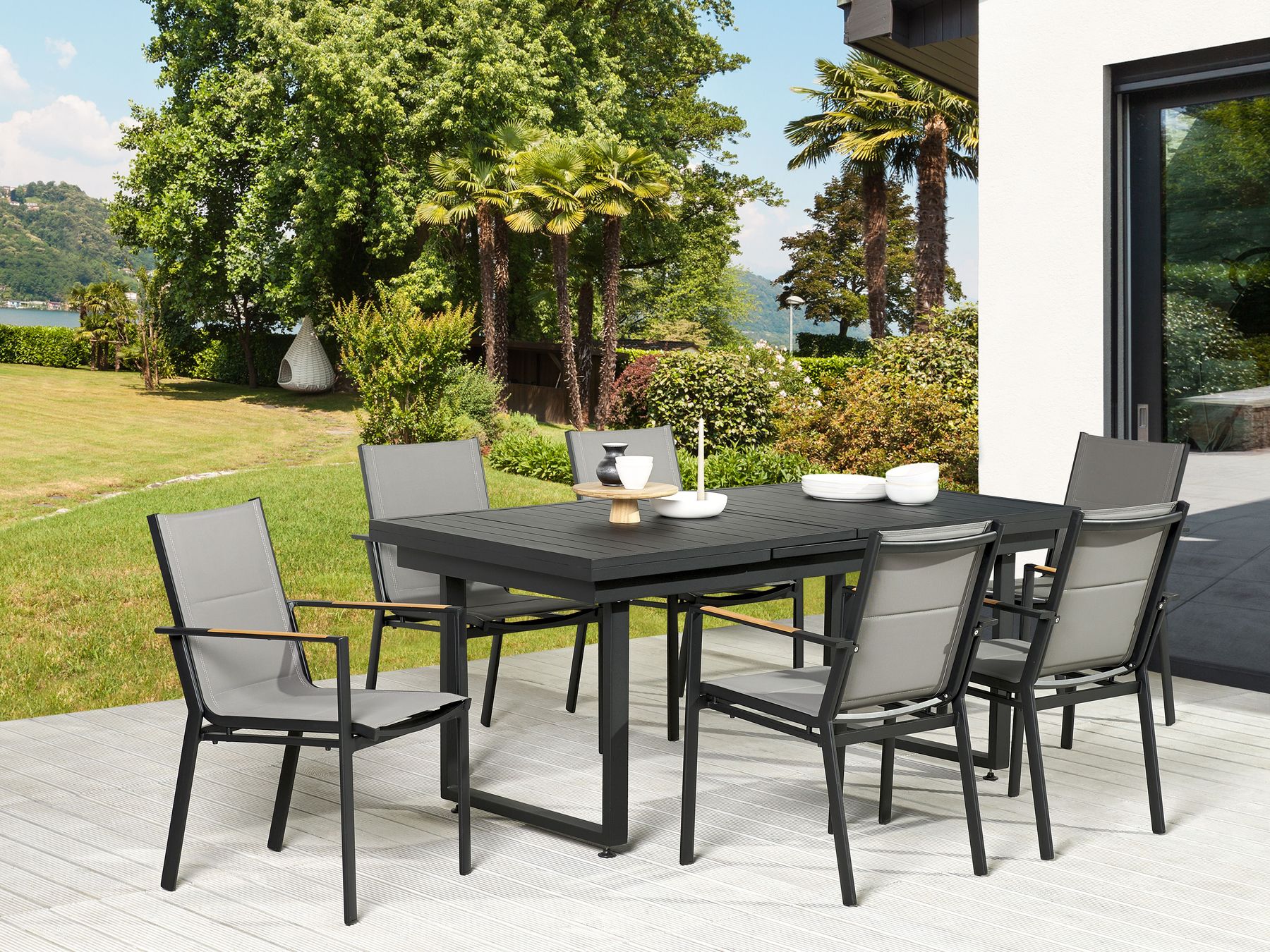 Garden Dining Set 6 Seater VALCANETTO/BUSSETO Metal Black