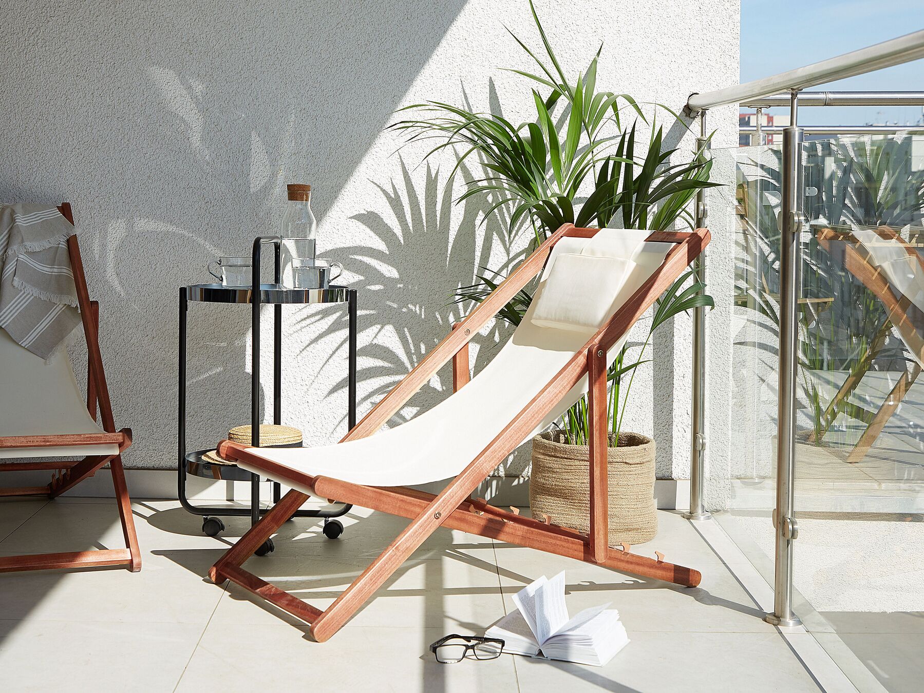 Folding Deck Chair and 2 Replacement Fabrics (Various Options) Dark Wood AVELLINO
