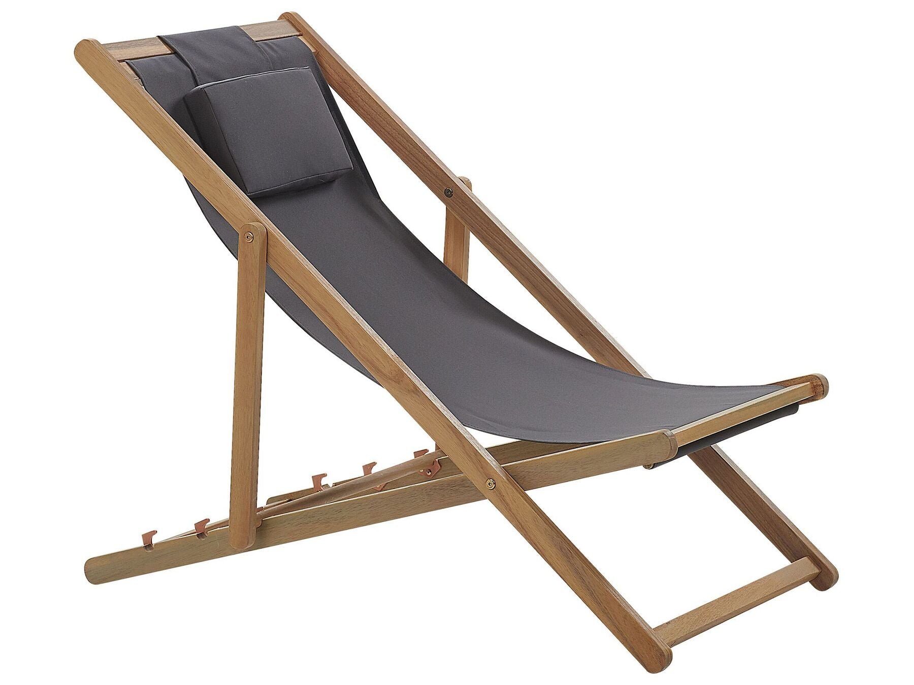 Folding Deck Chair AVELLINO with Replacement Fabrics Acacia Wood Dark Brown