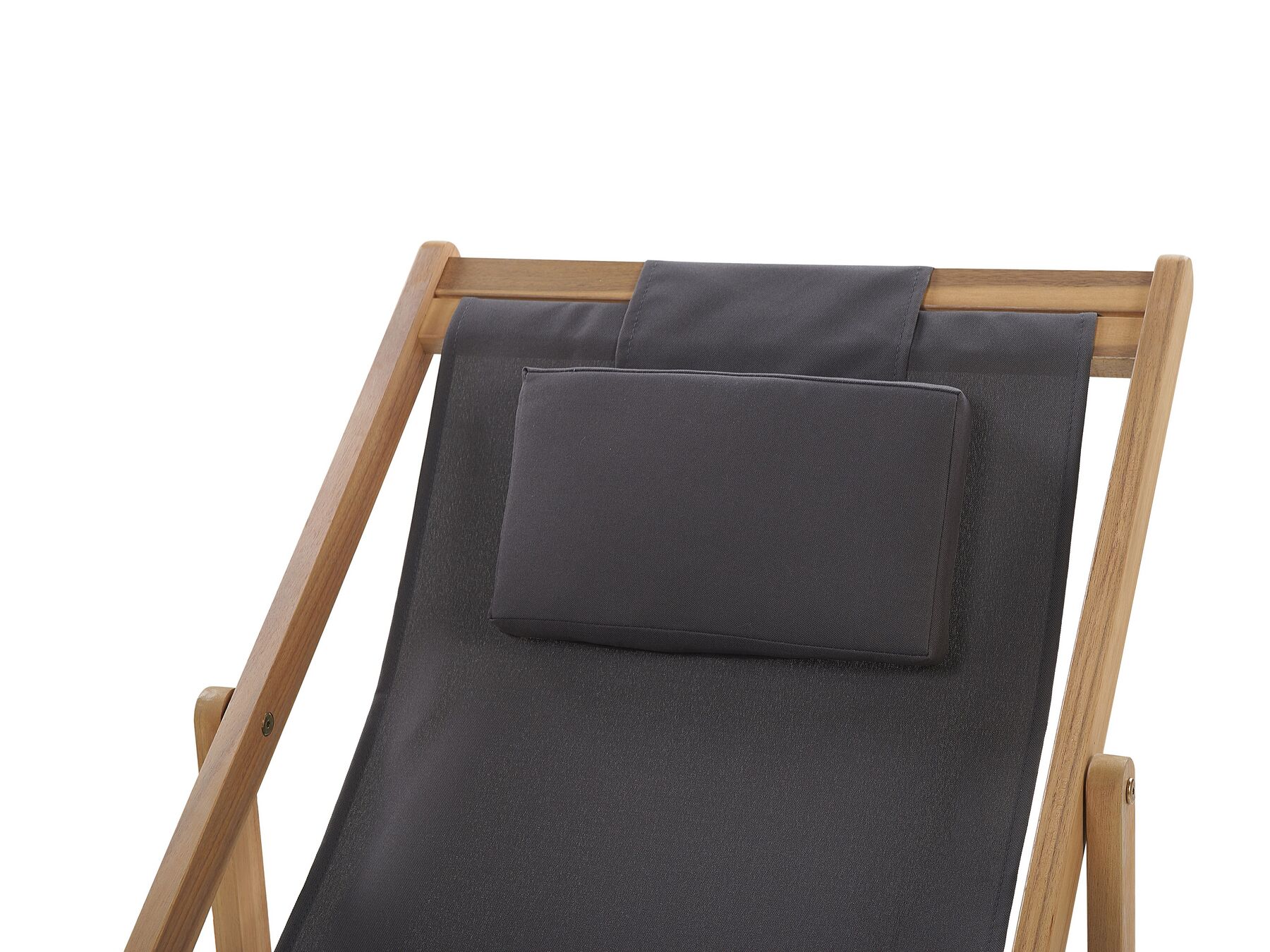 Folding Deck Chair AVELLINO with Replacement Fabrics Acacia Wood Dark Brown