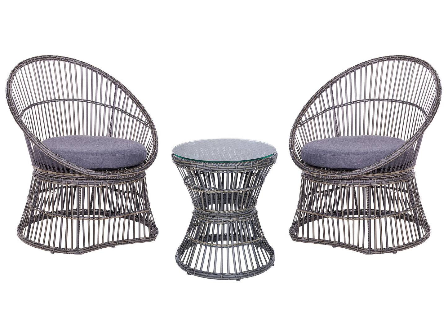 Bistro Set with Cushions MESYNA PE Rattan Taupe