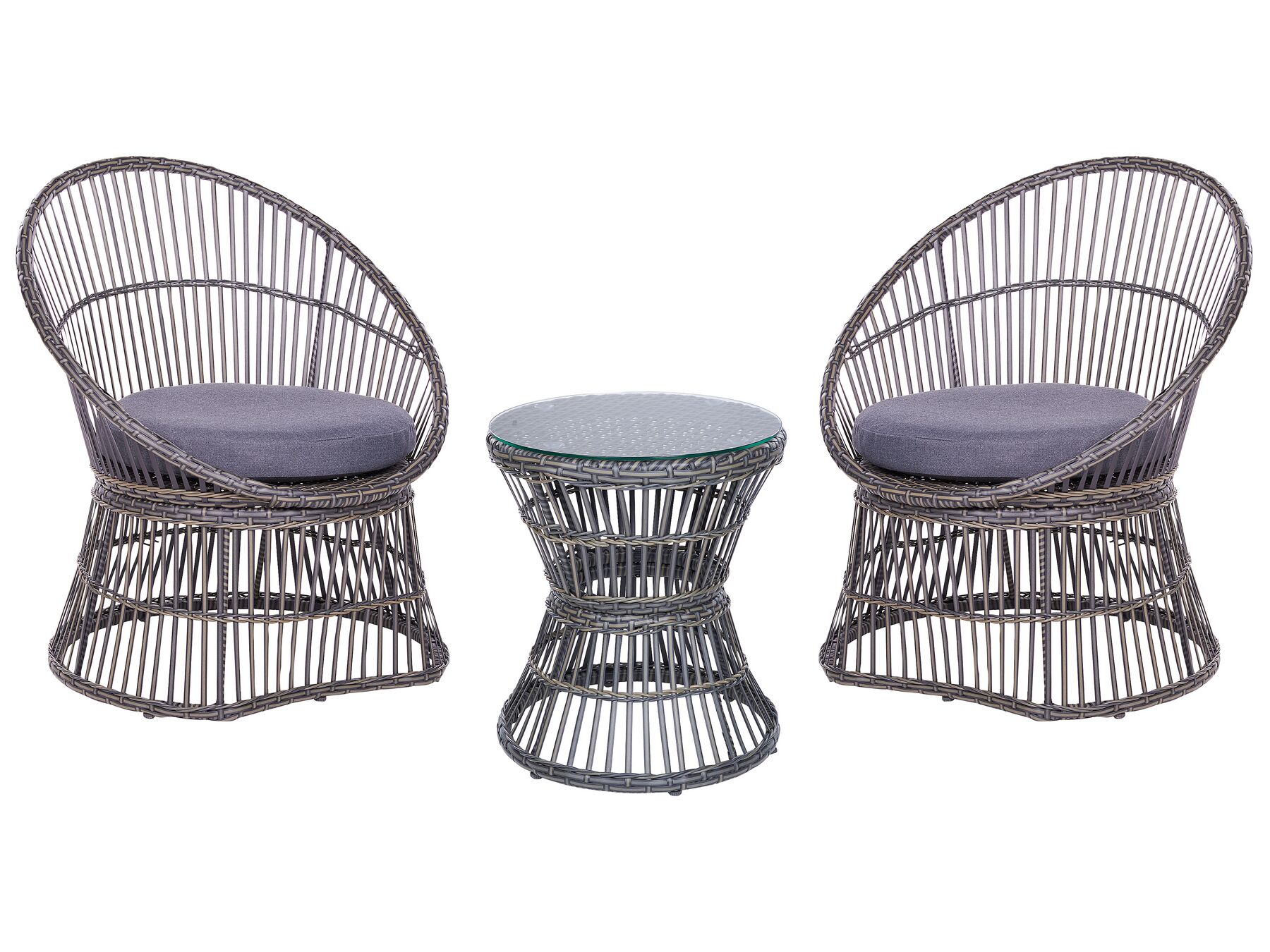 Bistro Set with Cushions MESYNA PE Rattan Taupe