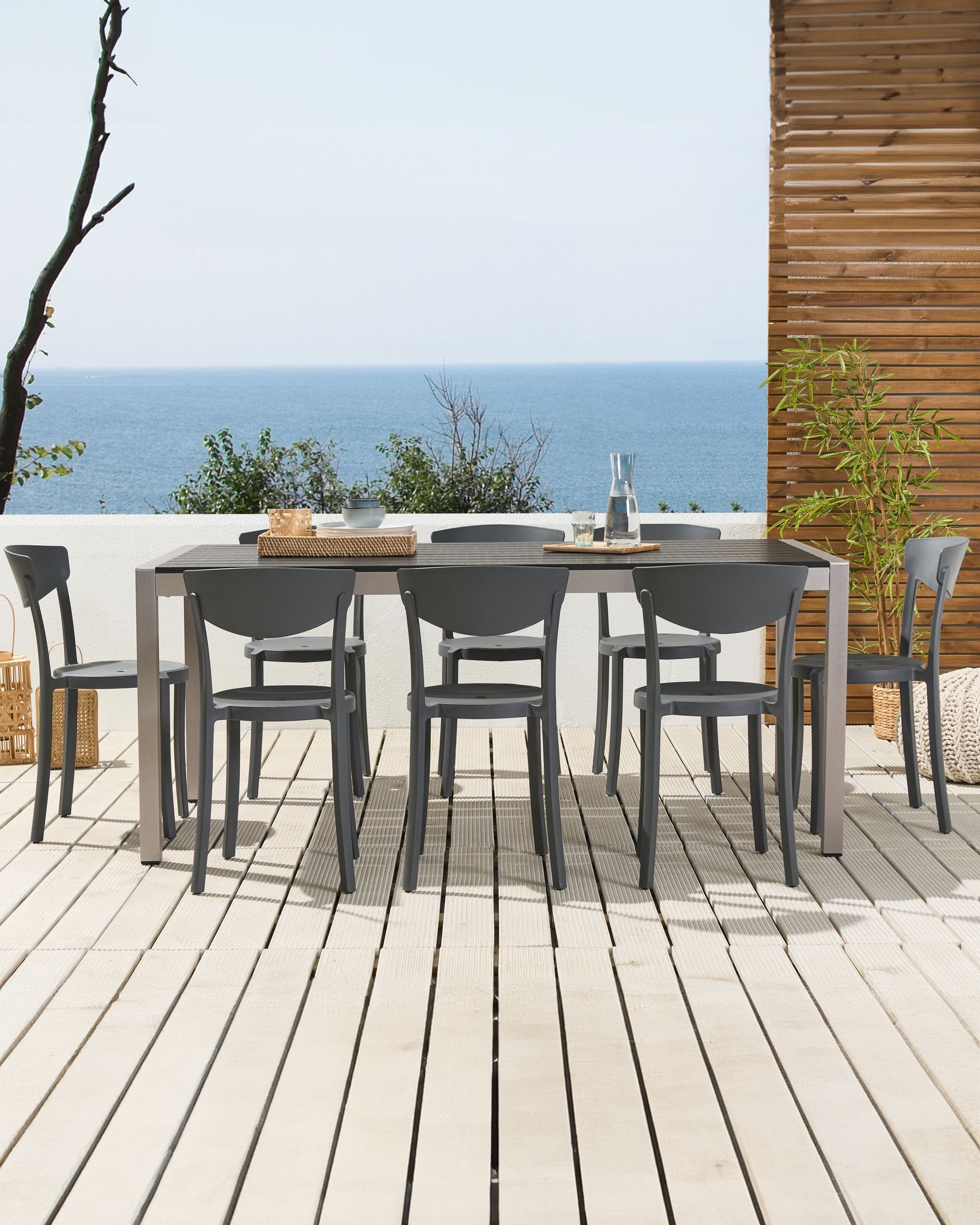 Set of 8 Dining Chairs VIESTE Dark Grey