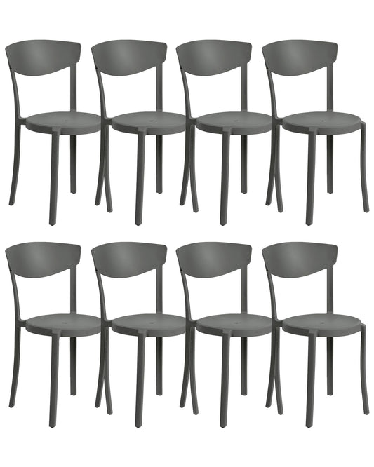 Set of 8 Dining Chairs VIESTE Dark Grey