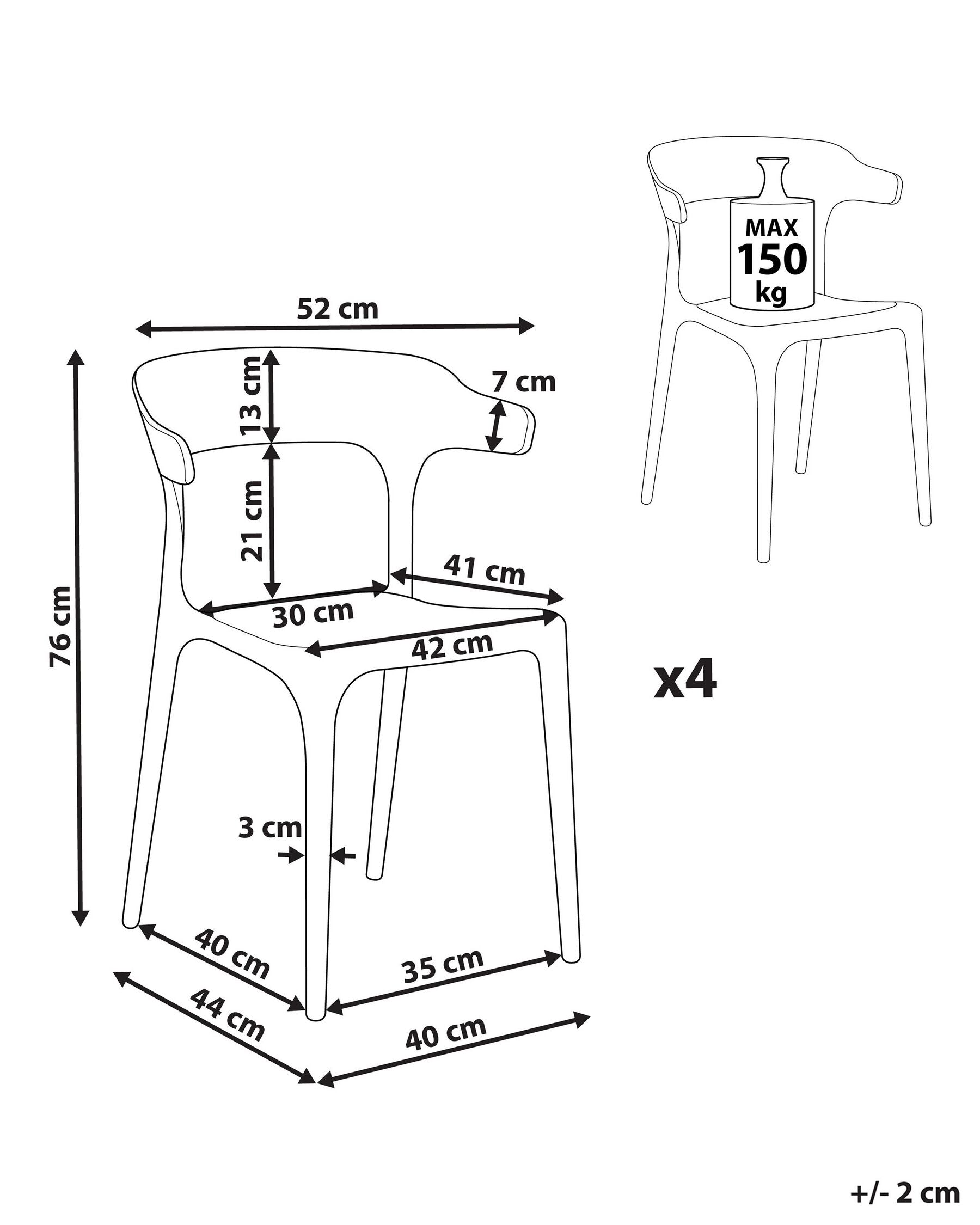 Set of 4 Garden Chairs GUBBIO Grey