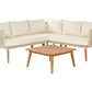 Garden Corner Sofa with Table 5 Seater ALCAMO Left Hand Acacia Wood Light Beige