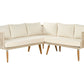 Garden Corner Sofa with Table 5 Seater ALCAMO Left Hand Acacia Wood Light Beige