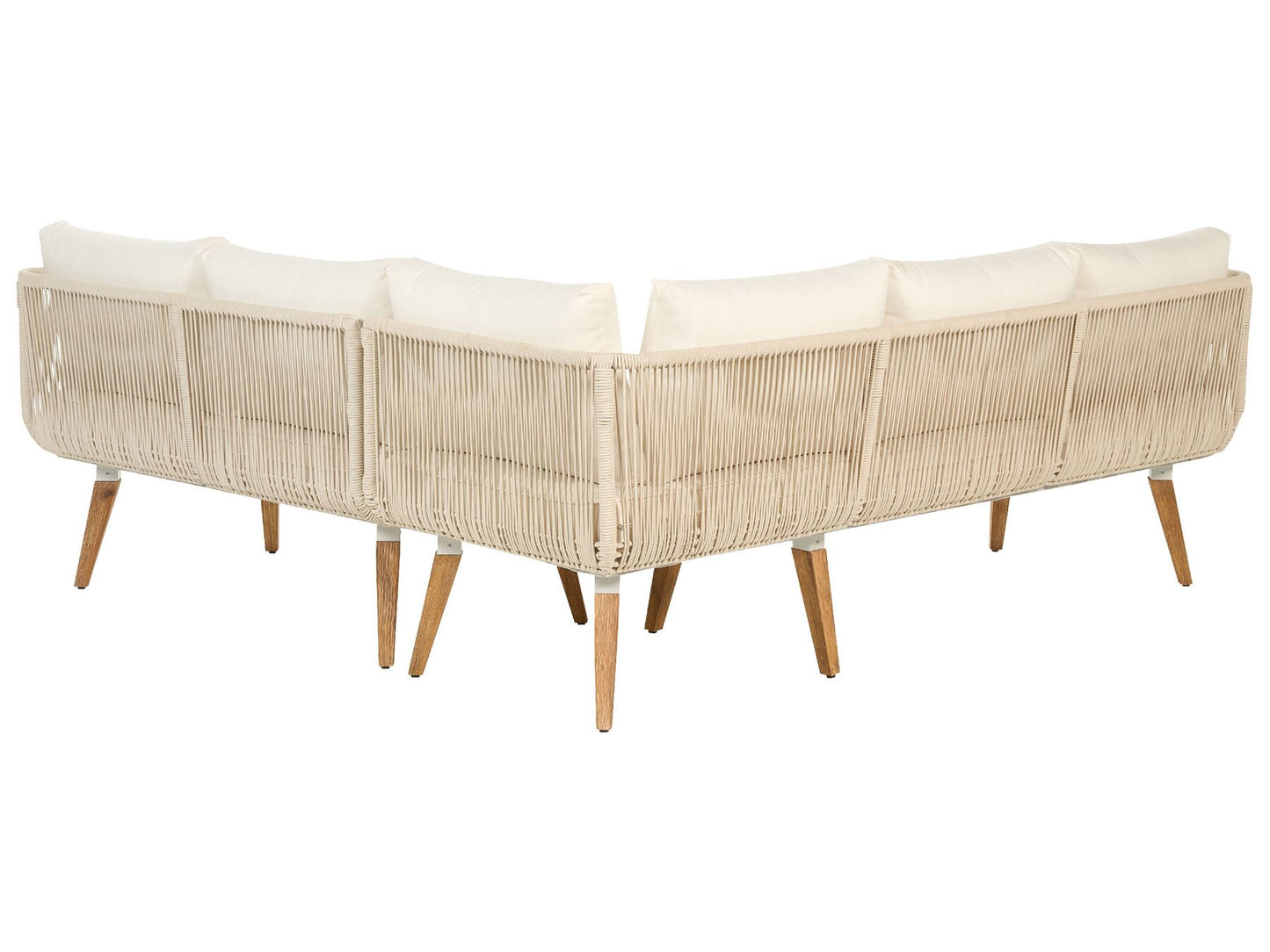 Garden Corner Sofa with Table 5 Seater ALCAMO Left Hand Acacia Wood Light Beige