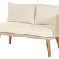 Garden Corner Sofa with Table 5 Seater ALCAMO Left Hand Acacia Wood Light Beige