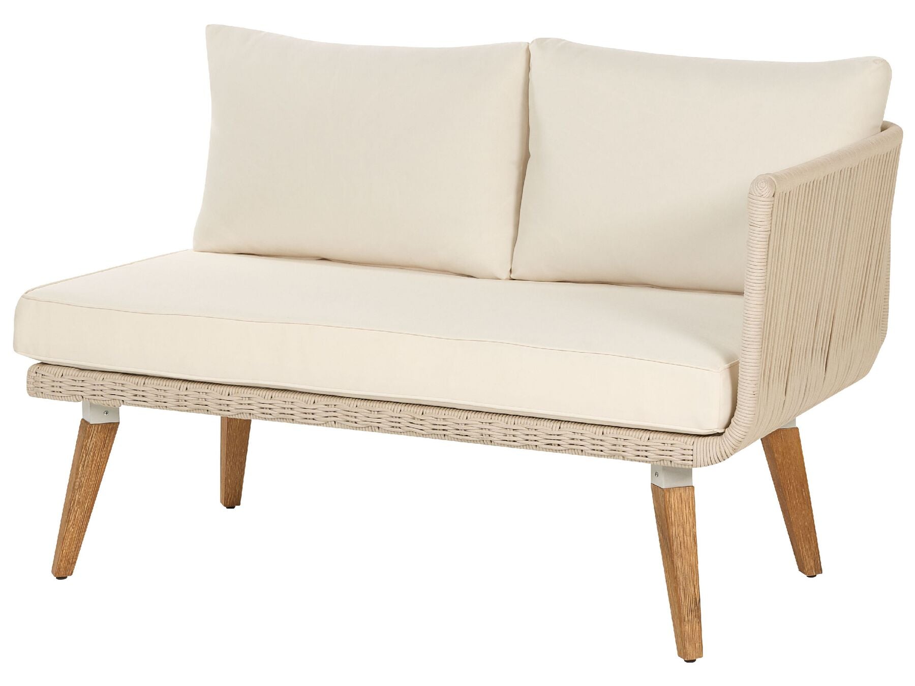 Garden Corner Sofa with Table 5 Seater ALCAMO Left Hand Acacia Wood Light Beige