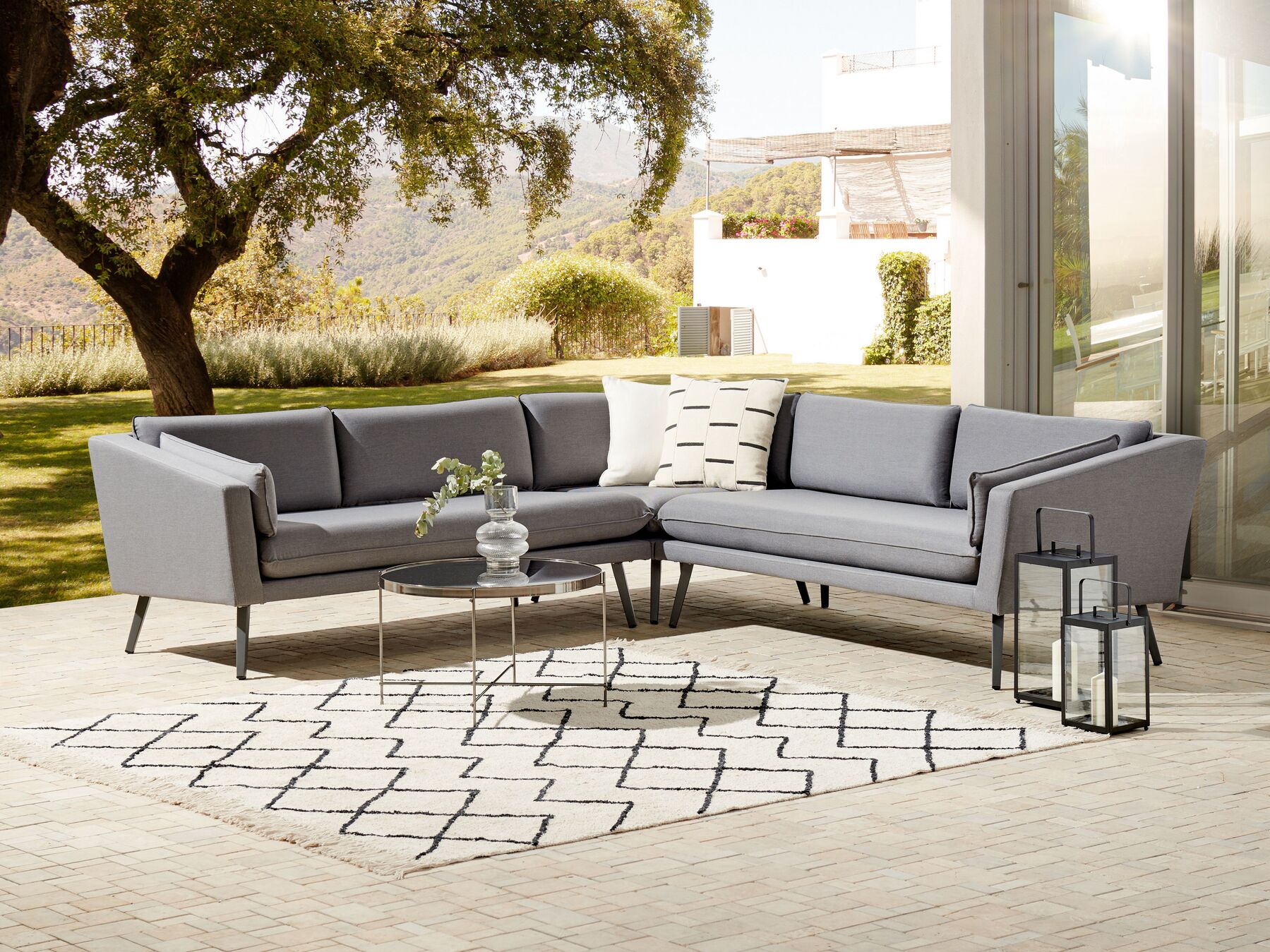 5 Seater Modular Garden Corner Sofa Grey LORETELLO