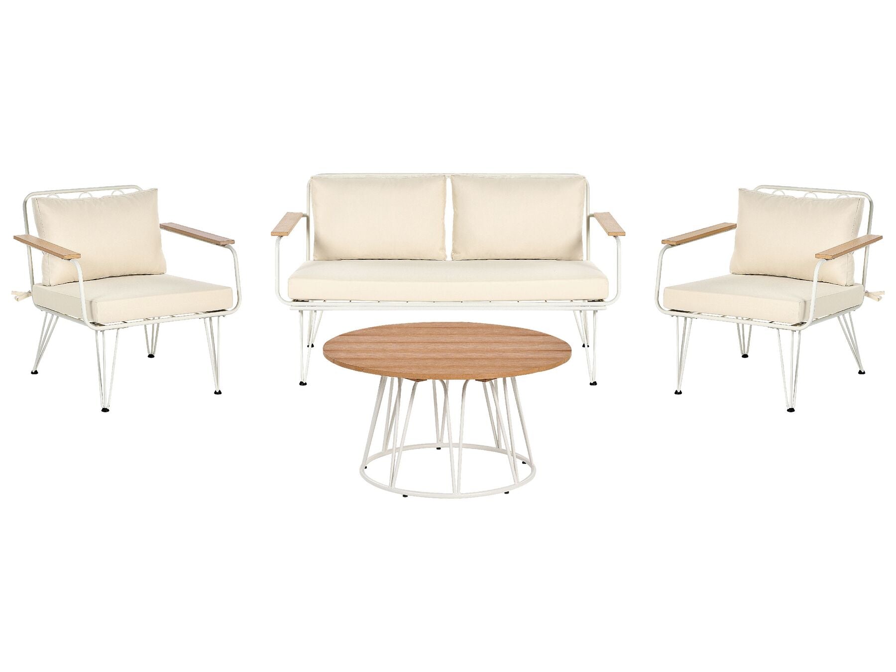 Garden Lounge Set with Table 4 Seater MONTESILVANO Metal Light Beige