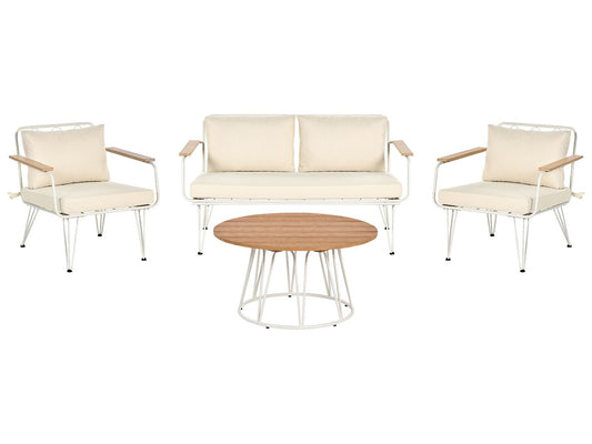 Garden Lounge Set with Table 4 Seater MONTESILVANO Metal Light Beige