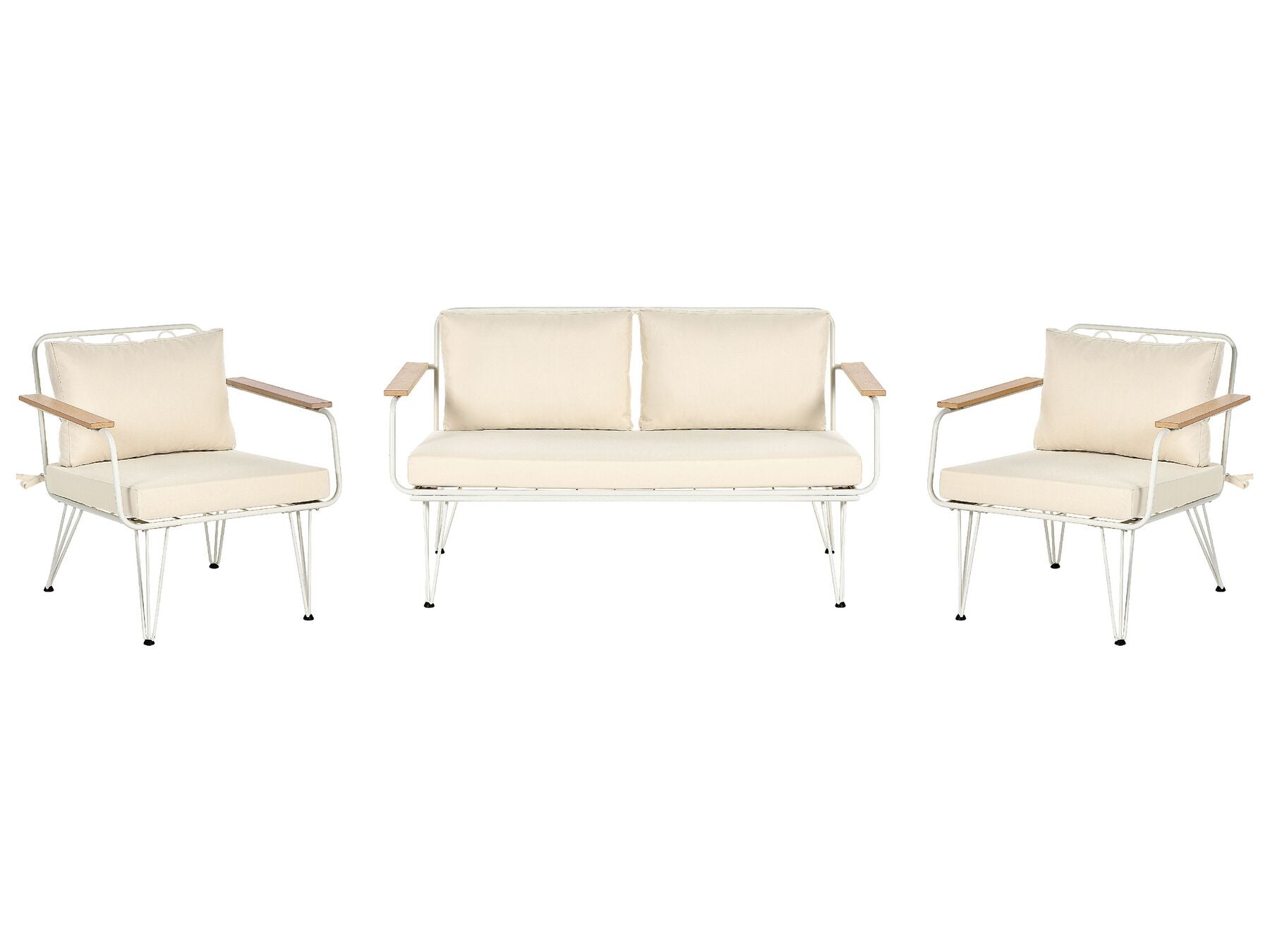 Garden Lounge Set with Table 4 Seater MONTESILVANO Metal Light Beige