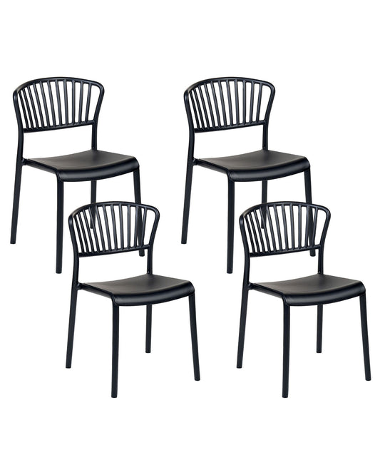 Set of 4 Garden Chairs GELA Black
