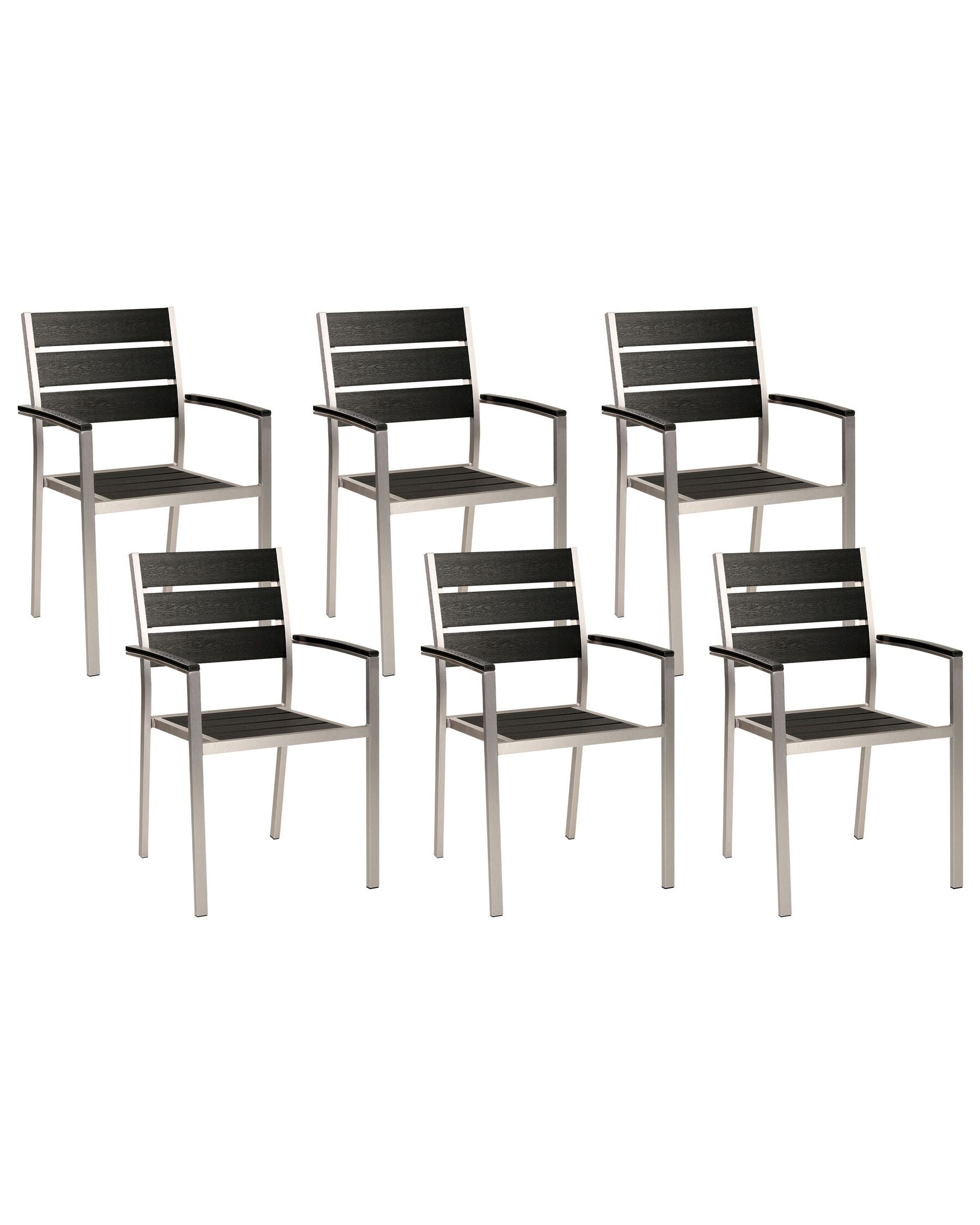 Set of 6 Garden Chairs VERNIO Black/ Silver