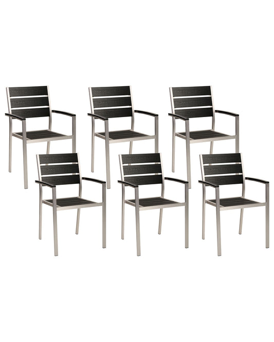 Set of 6 Garden Chairs VERNIO Black/ Silver