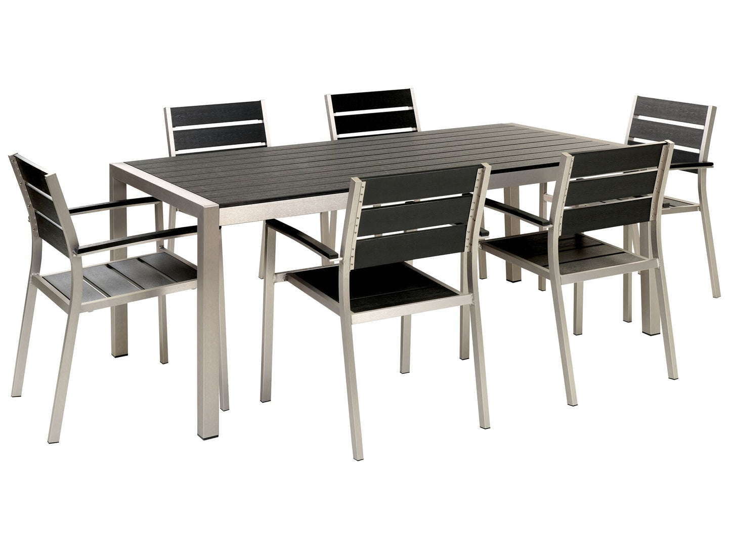 Garden Dining Set 6 Seater VERNIO Black/ Silver