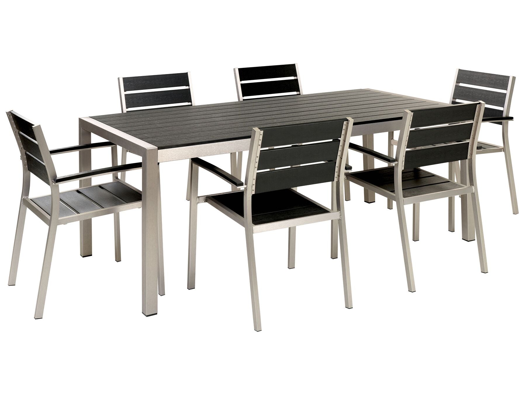 Garden Dining Set 6 Seater VERNIO Black/ Silver