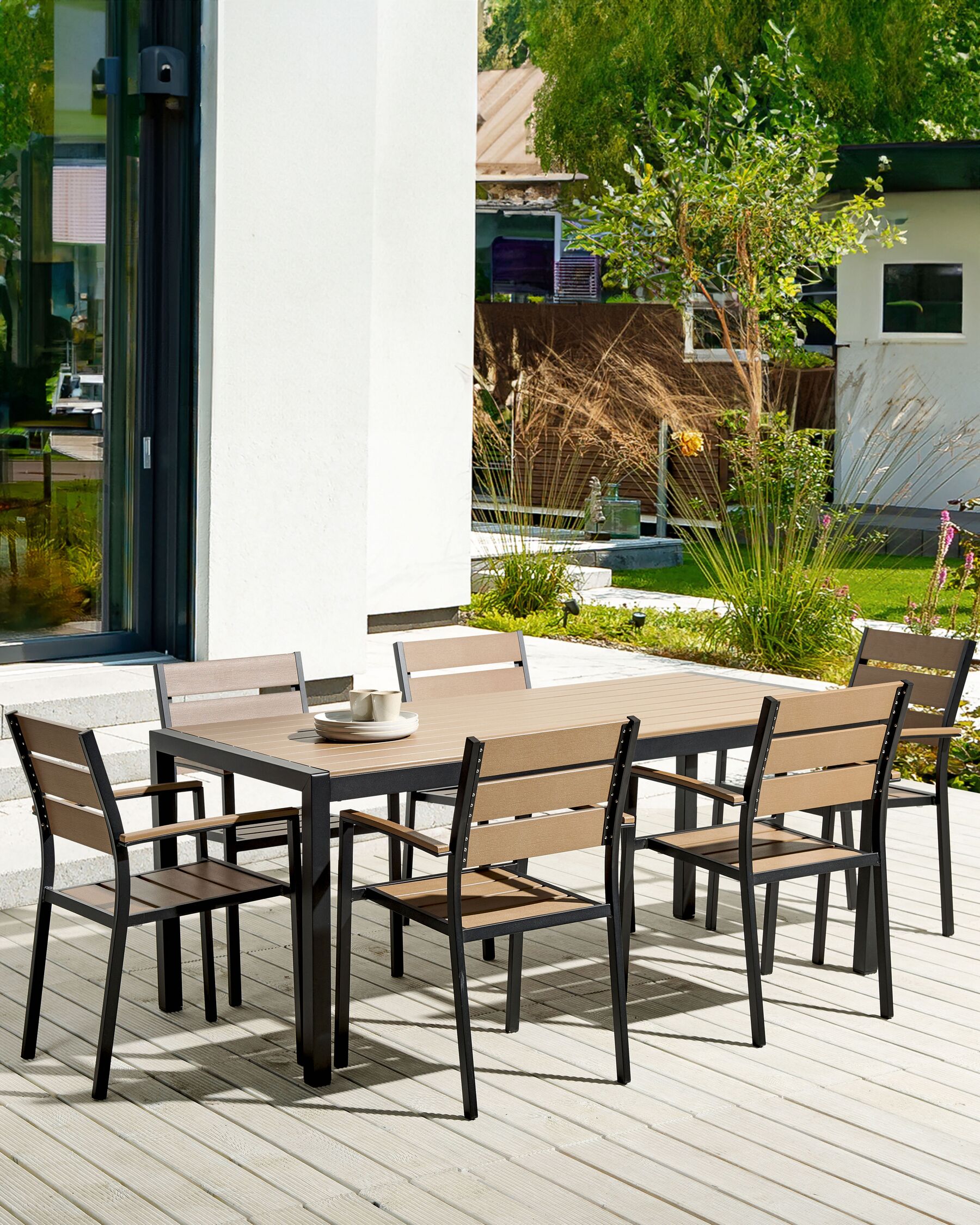 Set of 6 Garden Chairs VERNIO Brown/ Black