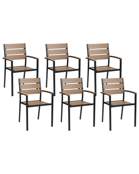 Set of 6 Garden Chairs VERNIO Brown/ Black