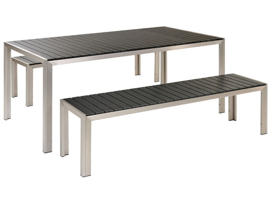 Garden Dining Set with Benches 6 Seater NARDO Black/ Silver