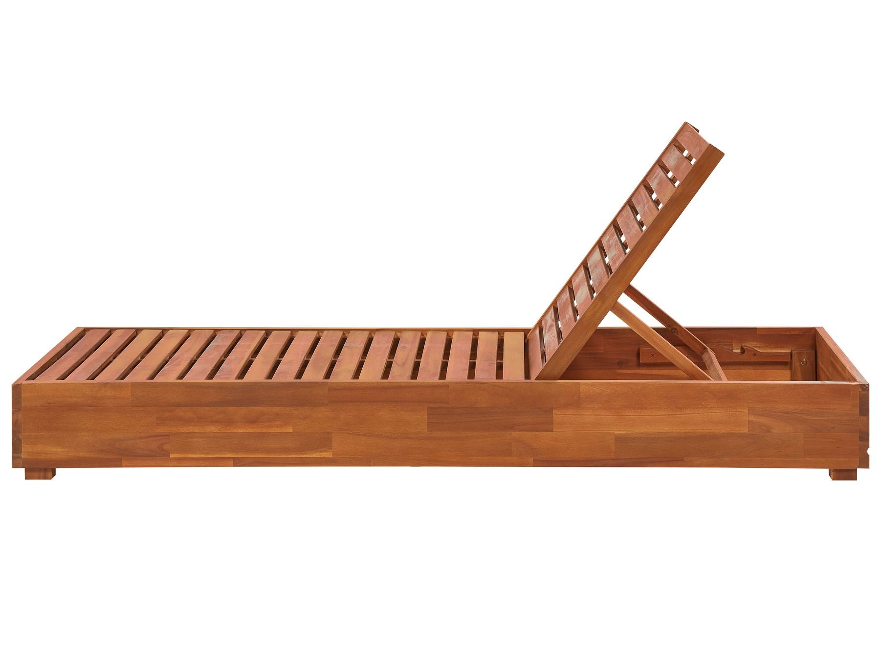 Sun Lounger with Cushion FANANO Reclining Acacia Wood Brown