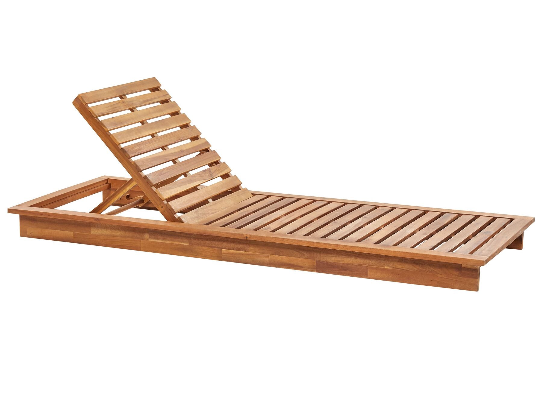 Wooden Reclining Sun Lounger with Cushion Off-White GRANARI