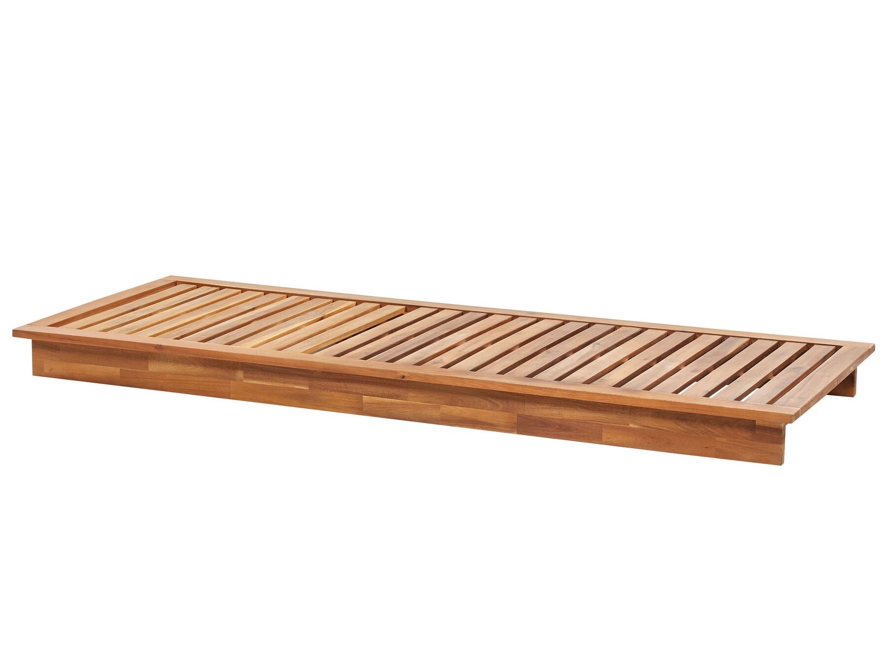 Wooden Reclining Sun Lounger with Cushion Off-White GRANARI