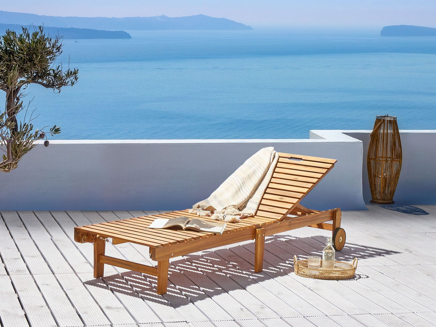Sun Lounger PIETRALUNGA Reclining Acacia Wood Brown