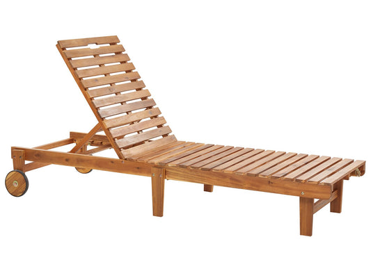 Sun Lounger PIETRALUNGA Reclining Acacia Wood Brown