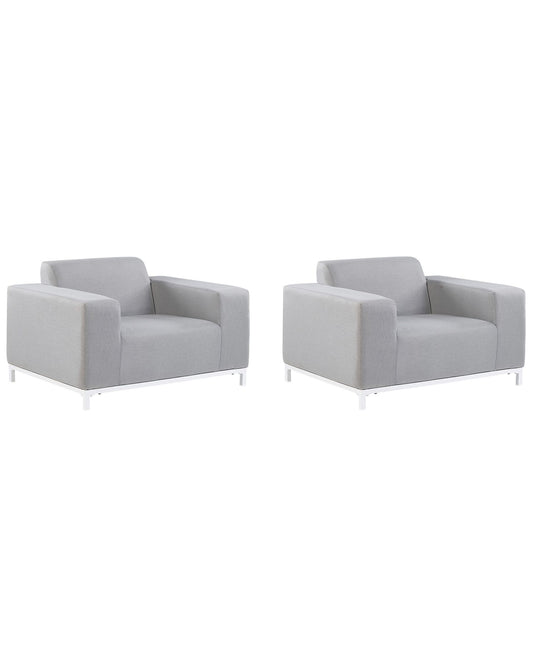 Set of 2 Garden Armchairs ROVIGO Fabric Light Grey