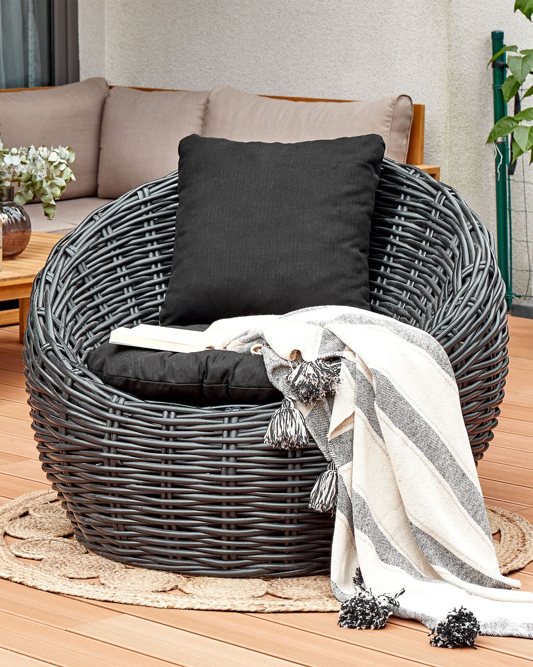 Garden Chair Rattan Black
