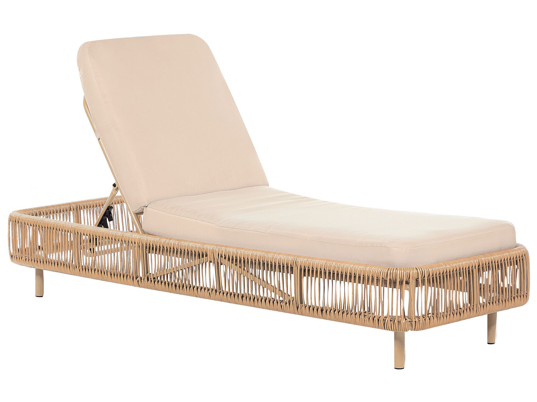 PE Rattan Reclining Sun Lounger Beige OSINI