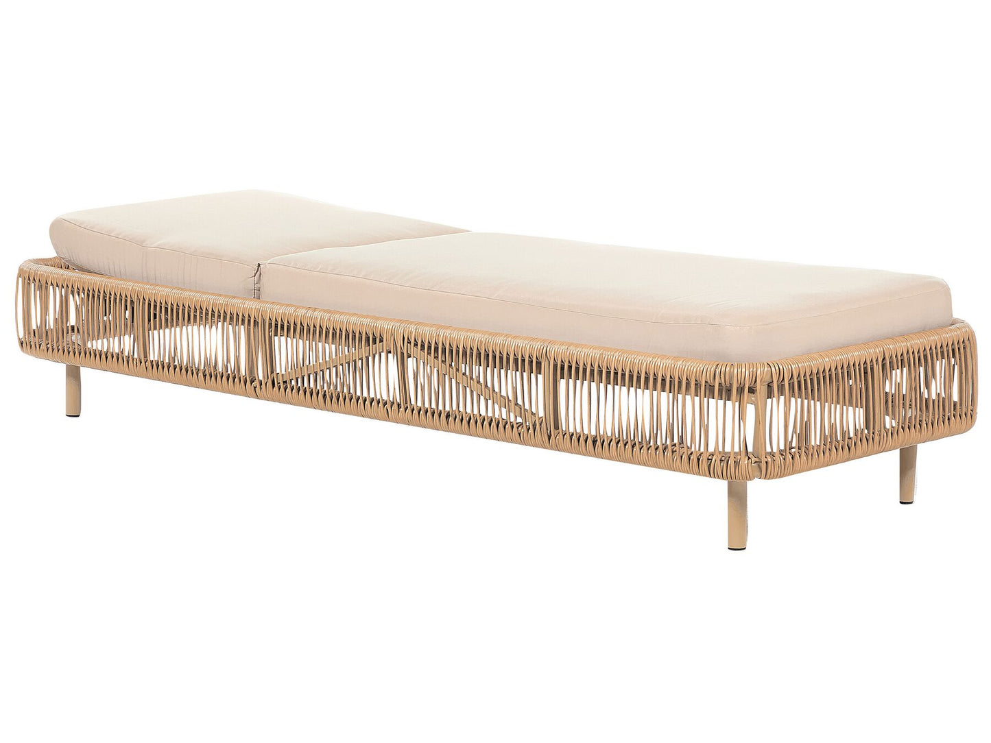 PE Rattan Reclining Sun Lounger Beige OSINI