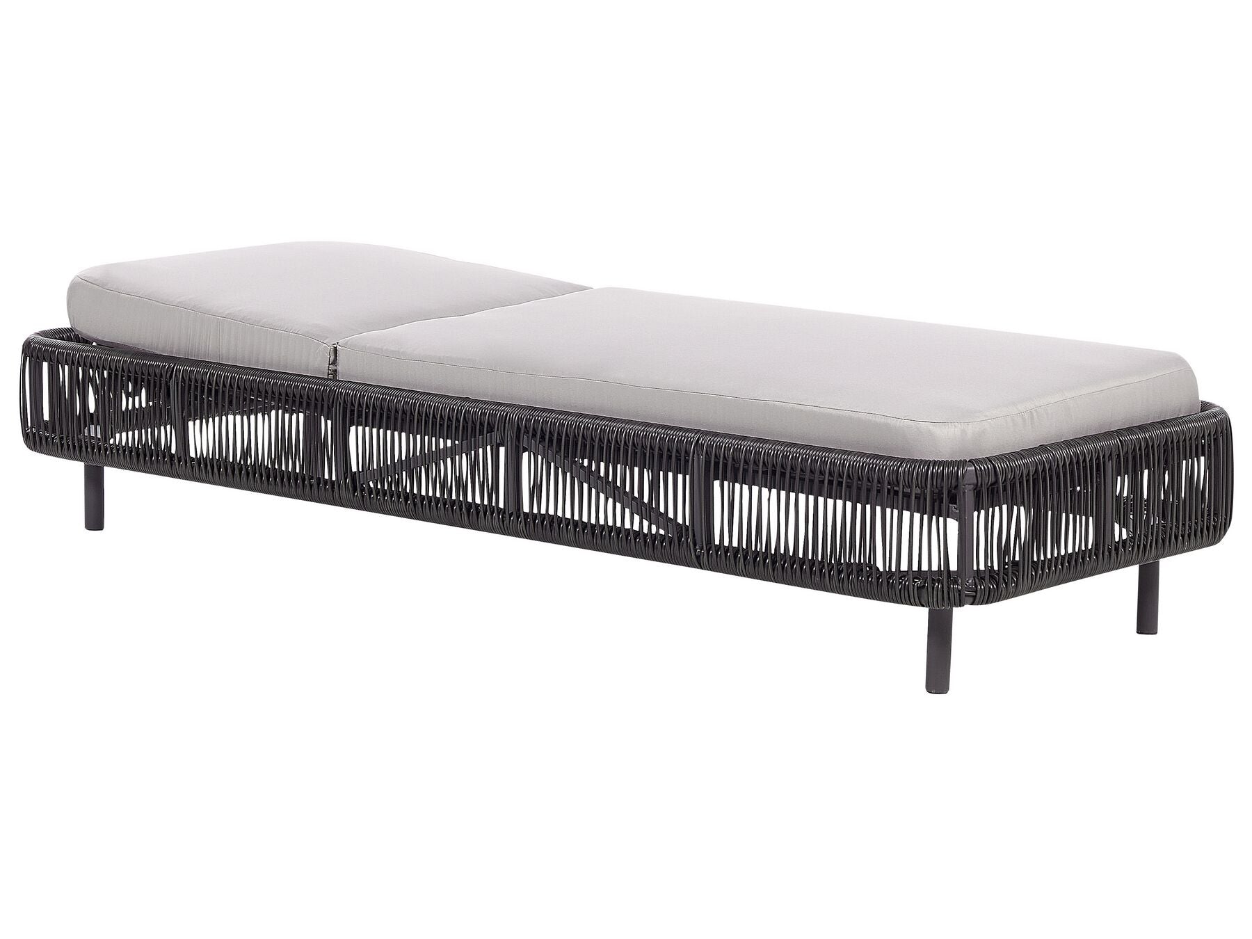 PE Rattan Reclining Sun Lounger Grey OSINI