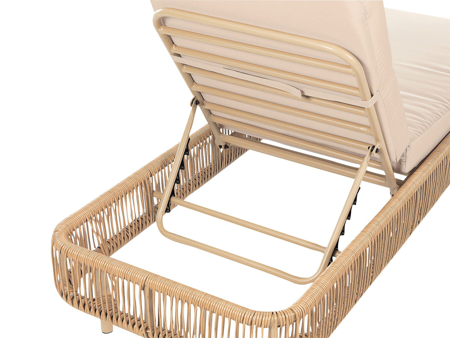 PE Rattan Reclining Sun Lounger Beige OSINI