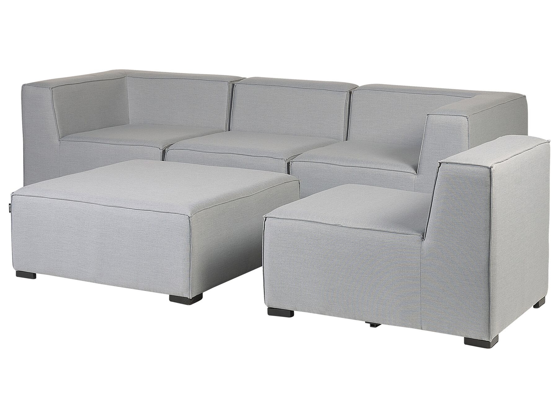 Garden Sofa with Ottoman 4 Seater AREZZO Modular Light Grey